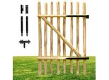 Floranica Portail En Bois De Noisetier 100 X 115 Cm – Portillon Pour ClôTure En ChâTaignier – Porte De Jardin Incl. CharnièRes