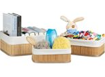 Set Di Cestini Da Scaffale In Bambù A Tre Pezzi Relaxdays