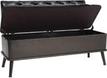Panca Con Vano Portaoggetti E Schienale 110 Cm In Pelle Finta Nera