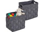 Relaxdays Set Di 2 Cestini In Feltro Grigio