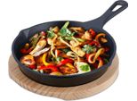 Relaxdays Padella In Ghisa Con Sottopentola In Legno