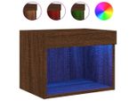 Vidaxl Comodino A Parete Con Luci Led Effetto Rovere Marrone