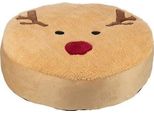 Trixie Xmas Cushion Moose - Cuscino Natalizio Rotondo Renna, 60 Cm, Pile/Plush, Marrone Chiaro