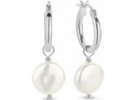 New Bling 9NB-0784 Orecchini In Argento Con Pendente - Donna - Perla - Diametro 11 X 4,6 Mm - Orecchini - 12 X 2 Mm - Rodio - Argento