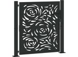 Vidaxl Cancello Da Giardino Nero 100X100 Cm In Acciaio Con Design Fiammato
