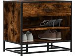 Vidaxl Panca Per Scarpe In Rovere Fumé 60X40X53,5 Cm Materiale A Base Di Legno E Metallo
