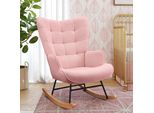 Fortuna Lai Sedia A Dondolo Sedia A Dondolo Sedia D'accento Poltrona Da Soggiorno Per Camera Da Letto, Portata Fino A 120 Kg, Poliestere, Rosa, 68 X 75 X 92 Cm