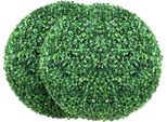 Palla Di Bosso - Decorazione Artificiale Da Giardino - Ø50,8Cm - Pianta Artificiale In Pe, Legno, Pp - Incl. 2 Pz. Luci Led E 10 Pz. Foglie Di Ricambio
