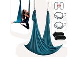 Set Amaca Per Yoga Aereo - 5 X 2,8 M, Verde - Altalena Yoga Per Esercizi Di Galleggiamento - Altalena Amaca 1000 Kg Max. Peso - Calzini Da Yoga E Moschettoni In Acciaio Inclusi - Allenamento Antigravitazionale