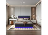 Cdglobal_De Letto Imbottito 140X200Cm Con Testata Regolabile In Altezza, Led, Prese Usb, Letto Funzionale Letto Matrimoniale