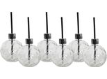 Bicchiere Natalizio 400 Ml - Set Da 6 - Bicchiere Natalizio Con Fiocchi Di Neve E Cannuccia - Bicchiere Design Con Cannuccia Bicchiere Per Bevande