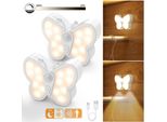 2X Luce Notturna A Led Con Rilevatore Di Movimento Luce Crepuscolare Ricaricabile Usb Bianco Caldo + Bianco Freddo Per Scale, Armadi (Si Accende In Basso Davanti)