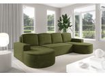 Gutto Molly Divano Angolare A U Di Forma Arrotondata In Velluto Color Crema E Verde Ruggine - Forma Arrotondata Di Tendenza (Con Funzione Letto)