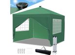 Tolletour Gazebo Pieghevole 3X3M Verde Con Luce Solare A Led Con Pareti Laterali Tenda Per Feste Protezione Uv Regolabile In Altezza Con Borsa Per Il Trasporto, Per Il Campeggio All'aperto In Giardino