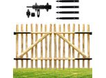 Floranica Portail Double Battant En Bois De Noisetier 200 X 90 Cm Porte De Jardin Pour ClôTure Portillon Avec CharnièRes