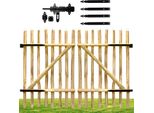 Floranica Portail Double Battant En Bois De Noisetier 200 X 115 Cm Porte De Jardin Pour ClôTure Portillon Avec CharnièRes