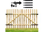 Floranica Portail Double Battant En Bois De Noisetier 200 X 100 Cm Porte De Jardin Pour ClôTure Portillon Avec CharnièRes