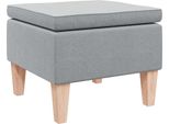 Sgabello Con Gambe In Legno Tessuto Grigio Chiaro