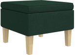Vidaxl Sgabello Con Gambe In Legno In Tessuto Verde Scuro