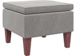Sgabello Con Gambe In Legno Velluto Grigio Chiaro