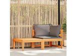 Set Di 2 Pezzi Per Salotto Da Giardino Con Cuscini In Legno Di Acacia Grigio Scuro