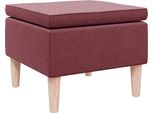 Sgabello Con Gambe In Legno Tessuto Rosso Vino