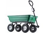 Carrello Manuale Kadax In Plastica Pvc, Portata 300 Kg, Carrello Manuale Con Funzione Di Ribaltamento, Carrello Ribaltabile Con Struttura In Metallo, Carrello Da Giardino, Carrello Da Trasporto (75L, Verde/Nero)