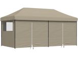 Vidaxl Tenda Per Feste Pieghevole Pop-Up Con 4 Pannelli Laterali Taupe