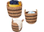 Relaxdays Set Di 3 Cesti Portaoggetti In Seagrass