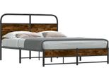 Vidaxl Struttura Letto Senza Materasso 140X200 Cm Rovere Fumé Materiale A Base Di Legno