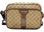 Elegante Borsa A Tracolla Beige Con Zip E Tasca Esterna