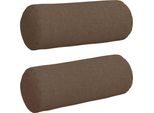 Vidaxl Cuscino Bolster 2 Pezzi Marrone Ø 15 X 40 Cm Tessuto