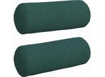 Vidaxl Cuscino Bolster 2 Pezzi Verde Scuro Ø 15 X 40 Cm Tessuto