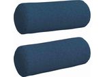 Vidaxl Cuscino Bolster 2 Pezzi Blu Ø 15 X 40 Cm Tessuto