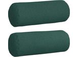 Vidaxl Cuscino Bolster 2 Pezzi Verde Scuro Ø 25 X 70 Cm Tessuto