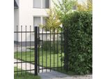 Cancello Per Recinzione A Un'anta Con Sommità Ad Arco In Acciaio 1 X 1,2 M Nero