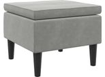 Sgabello Con Gambe In Legno Velluto Grigio Chiaro