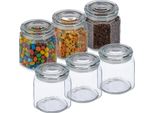 Relaxdays Set Di 6 Barattoli Con Coperchio 1300 Ml