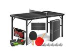 KESSER® Tischtennisplatte Mini mit Tischtennisschläger-Set, Tischtennisbällen und TT-Netz Indoor Unterwegs, laminierte Platte + klappbar – Kofferdesign, Kinder und Erwachsene – 153 x 76,5 cm