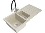 Mexen Andres Lavello In Granito 1,5 Vasche Con Scolapiatti E Miscelatore Duo, Beige - 6515-69-671701-07