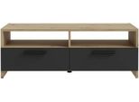 Mobile Tv In Rovere E Nero - 2 Sportelli + 2 Nicchie - 95 X 36 X 34,5 Cm