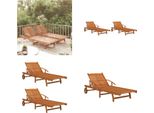 Vidaxl Lettino Prendisole 2 Pz. Legno Massiccio Di Acacia - Lettino Prendisole - Lettino Prendisole In Legno - Lettino Da Giorno