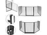 Griglia Di Sicurezza Per Camino Fiqops Griglia Barriera 5 Pezzi Incl. Porta In Nero 305Cm X 76Cm Griglia Di Sicurezza Per Porta