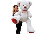 Orsacchiotto Xxl 160 Cm - Peluche Grande - Peluche Con Nastro - Bianco E Rosso