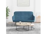 The Living Store Panca Blu 110X76X80 Cm In Velluto