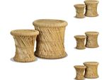 Vidaxl Sgabello 2 Pz. Bambù E Iuta - Sedie E Sgabelli Pieghevoli