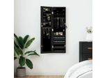 The Living Store Armadio Portagioie Con Specchio A Parete Nero 30X8,5X106 Cm