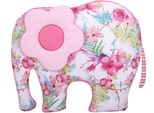 Elefant Peluche Cuscino Bobo Cotone/Minky - Fiori Rosa