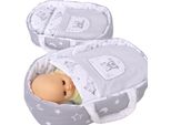 Marsupio Porta-Bebè Bobo Per Bambole Fino A 45 Cm + Biancheria Da Letto Con - Stelle E Gufi