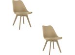 Sedia Mark Beige Scuro Con Cuscino In Ecopelle Per Cucina Sala Da Pranzo X2